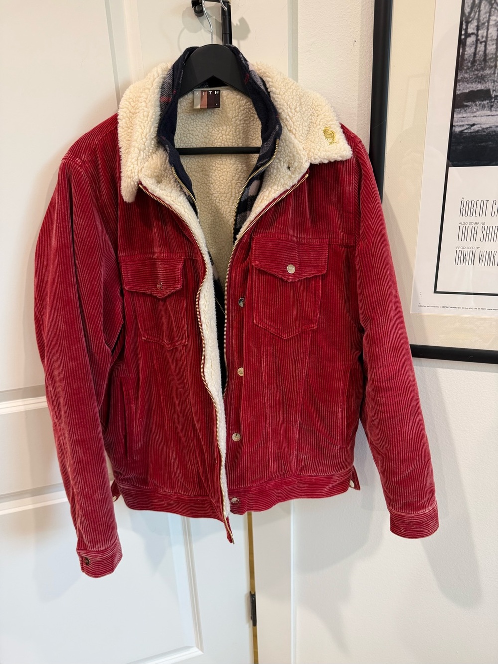Kith Red Corduroy Sherpa-Lined Bomber Jacket